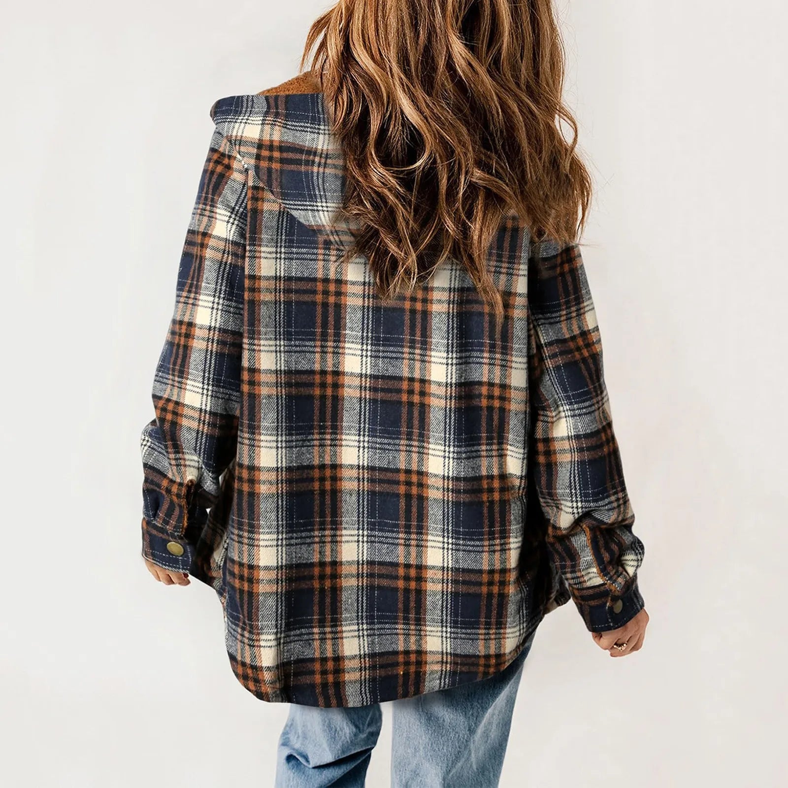 Lena Plaid Fleece Hooded Coat