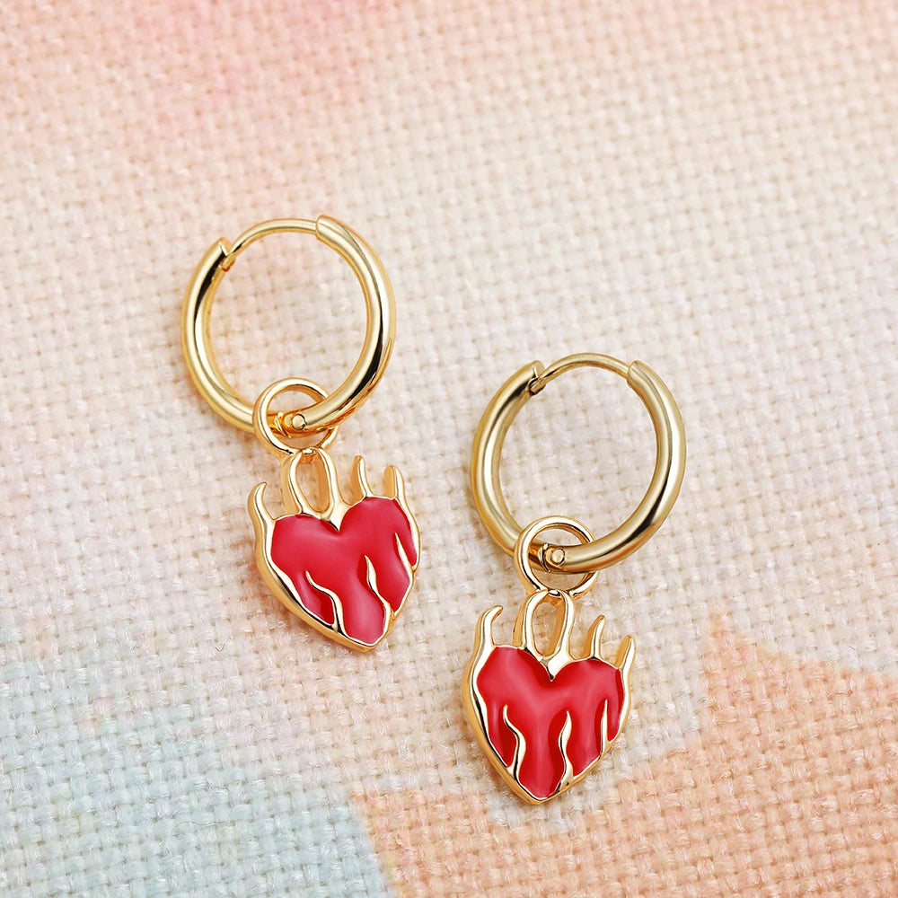 Love is Fire Charms Hoops