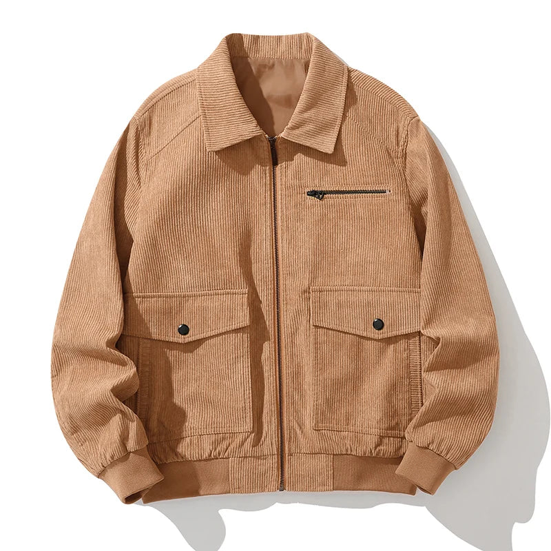 Canvas Bomber Zipper Jacket